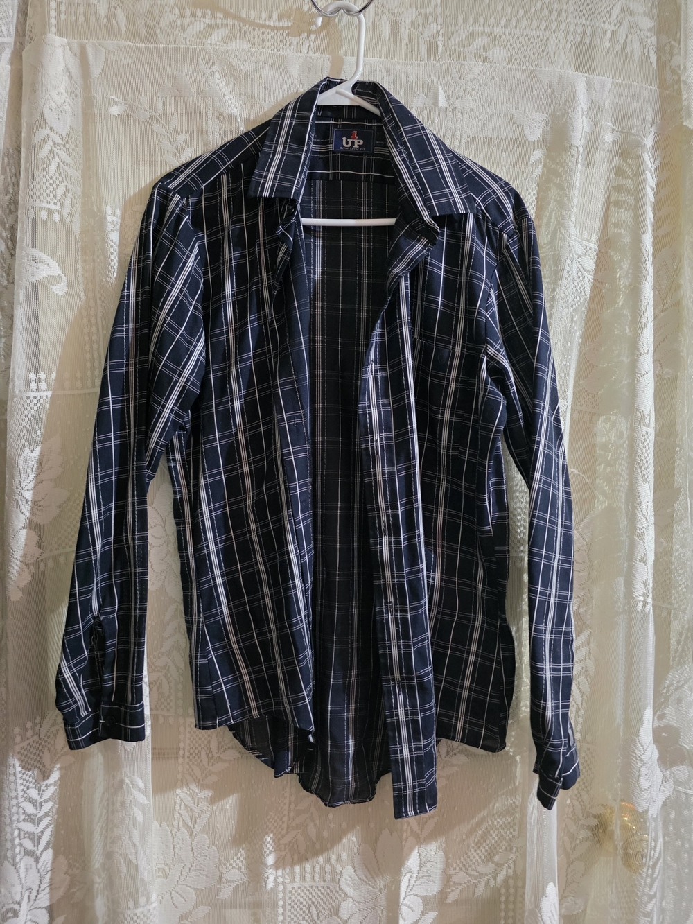 Women's Navy Plaid Button-Down Shirt by